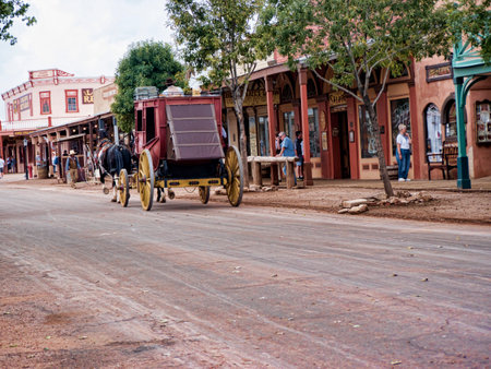 Tombstone in Arizona where the Gunfight at the OK Corral was fought in the USA. It is called the Town too tough to die. Re-enactors play their partsのeditorial素材