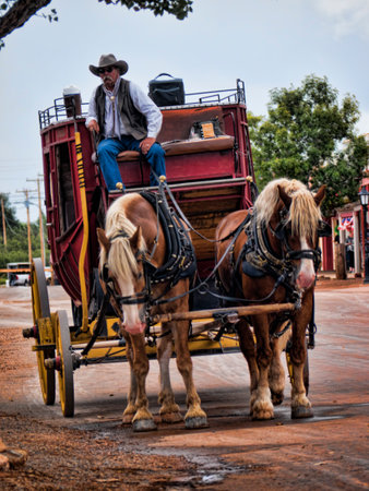 Tombstone in Arizona where the Gunfight at the OK Corral was fought in the USA. It is called the Town too tough to die. Re-enactors play their partsのeditorial素材