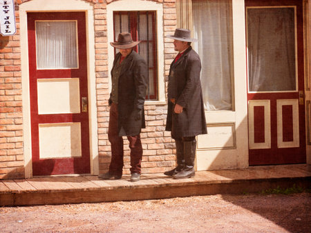 Tombstone in Arizona where the Gunfight at the OK Corral was fought in the USA. It is called the Town too tough to die. Re-enactors play their partsのeditorial素材