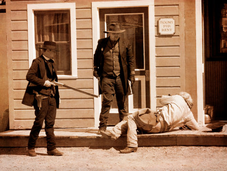 Tombstone in Arizona where the Gunfight at the OK Corral was fought in the USA. It is called the Town too tough to die. Re-enactors play their partsのeditorial素材