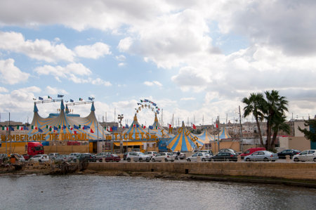Circus on the Waterfront of Sliema on the island of Malta Europeのeditorial素材