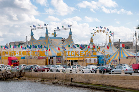 Circus on the Waterfront of Sliema on the island of Malta Europeのeditorial素材
