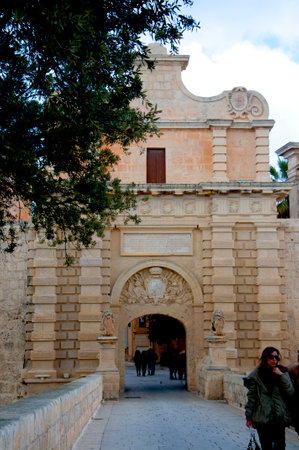 The City Walls of the Silent City of Mdina on the Island of Malta, Europeのeditorial素材