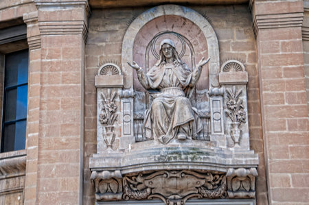 Religious Building details in Valleta on the island of Maltaの写真素材