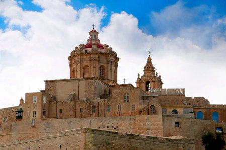 The City Walls of the Silent City of Mdina on the Island of Malta, Europeの写真素材