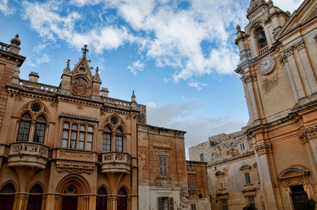Cathedral in the city of Mdina on the Island of Malta, Europeの写真素材