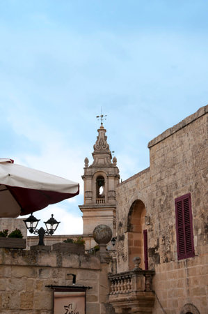 The City Walls of the Silent City of Mdina on the Island of Malta, Europeのeditorial素材
