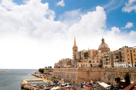 Fortifications around the city of Valletta on the island of Maltaのeditorial素材