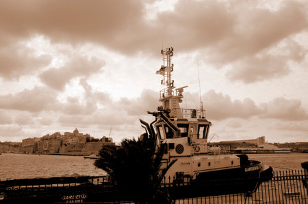 Coastguard vessels in the Grand Harbour of Valletta on the island of Maltaのeditorial素材