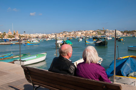 Marsaxlokk Harbour on the island of Maltaのeditorial素材