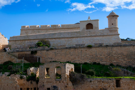 Fortifications around the Grand Harbour in Valletta on the island of Maltaのeditorial素材