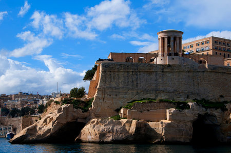 Fortifications around the Grand Harbour in Valletta on the island of Maltaのeditorial素材