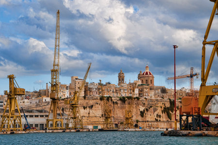 the Grand Harbour in Valletta on the island of Maltaのeditorial素材