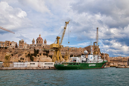 the Grand Harbour in Valletta on the island of Maltaのeditorial素材