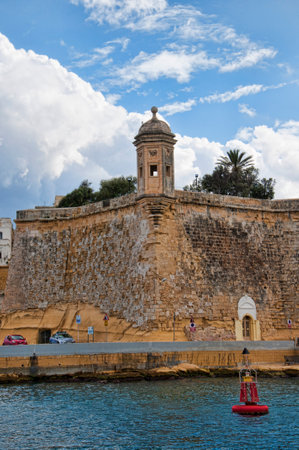 Fortifications around the Grand Harbour in Valletta on the island of Maltaのeditorial素材