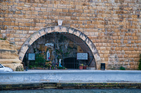 Chapel on the Quayside in Grand Harbour in Valletta on the island of Maltaのeditorial素材