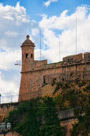 Fortifications around the Grand Harbour in Valletta on the island of Maltaのeditorial素材