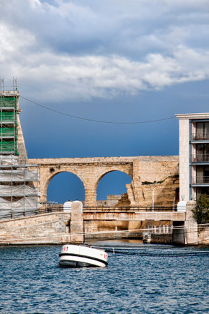 Fortifications around the Grand Harbour in Valletta on the island of Maltaのeditorial素材