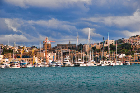 Grand Harbour in Valletta on the island of Maltaのeditorial素材