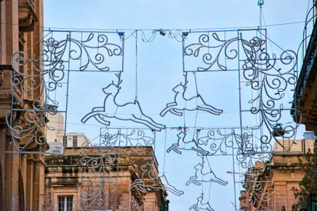 Christmas decorations on the island of Maltaのeditorial素材