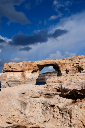 The Azure Window Rock formations on the Maltese Island of Gozoのeditorial素材
