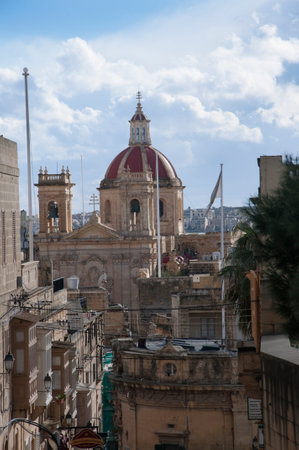 view over Victoria the capital town f the island of Gozoのeditorial素材