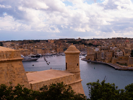 Fortifications around the Grand Harbour in Valletta on the island of Maltaのeditorial素材