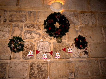 Christmas decorations in Mdina on the island of Maltaのeditorial素材