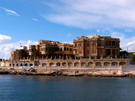 Fortifications around the Grand Harbour in Valletta on the island of Maltaのeditorial素材