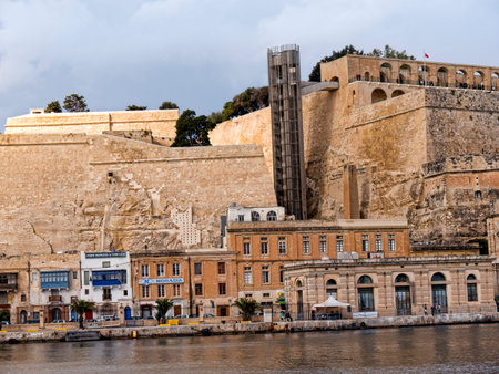 Fortifications around the Grand Harbour in Valletta on the island of Maltaのeditorial素材