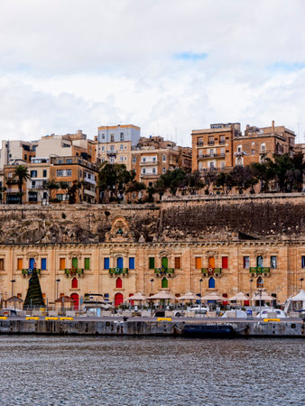 Fortifications around the Grand Harbour in Valletta on the island of Maltaのeditorial素材