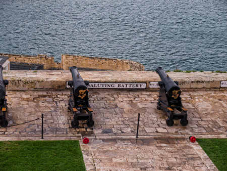 Gun Emplacement beneath the Upper Barakka Gardens in Maltaのeditorial素材