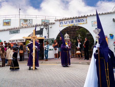 Easter procession in Mijas one of the most beautiful 'white' villages of the Southern Spainのeditorial素材
