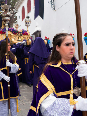 The Easter Processions in the Andalucian White Village of Mijas in Southern Spainのeditorial素材