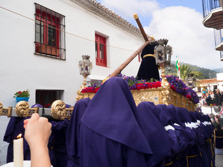 The Easter Processions in the Andalucian White Village of Mijas in Southern Spainのeditorial素材