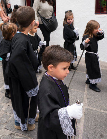 The Easter Processions in the Andalucian White Village of Mijas in Southern Spainのeditorial素材