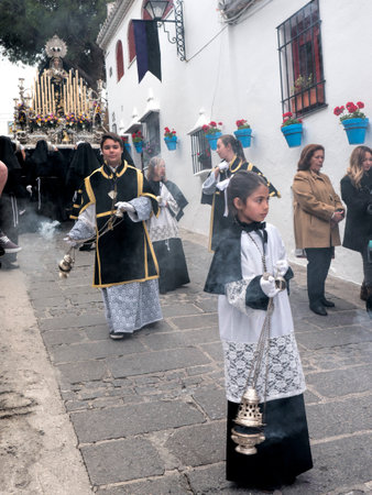 Easter processions in Mijas one of the most beautiful 'white' villages of the Southern Spainのeditorial素材