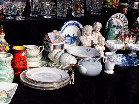 Flea market items on the Market at the Feria Ground in Fuengirola on the Costa del Sol Spainのeditorial素材