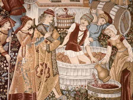 Tapestry in Mijas one of the most beautiful 'white' villages of Andalucia. It is in the Alpujarra mountains above the coastのeditorial素材