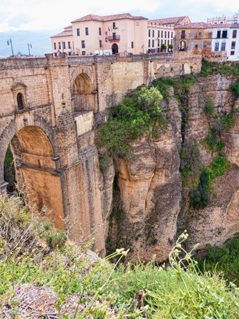 Ronda a mountain village in Andalucia sited high above a Gorge in the Mountains above the Costa del Sol in Spainのeditorial素材