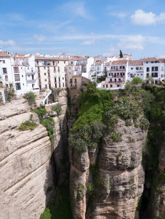 Ronda a mountain village in Andalucia sited high above a Gorge in the Mountains above the Costa del Sol in Spainのeditorial素材