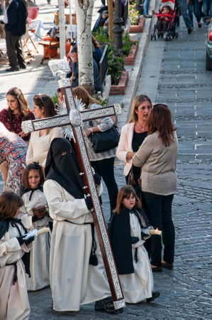 Religious Procession in Mijas one of the most beautiful 'white' villages of Andalucia. It is in the Alpujarra mountains above the coastのeditorial素材