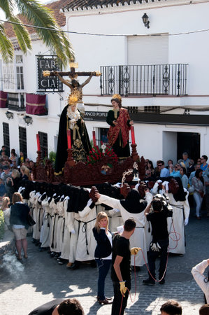 Easter procession in Mijas one of the most beautiful 'white' villages of Andalucia. It is in the...