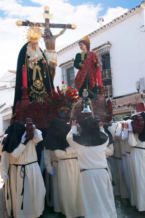 Easter procession in Mijas one of the most beautiful 'white' villages of Andalucia. It is in the...