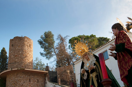 Easter procession in Mijas one of the most beautiful 'white' villages of Andalucia. It is in the...