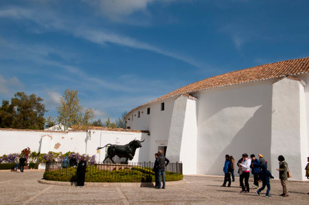 Bullring in Ronda a mountain village in Andalucia sited high above a Gorge in the Mountains above the Costa del Sol in Spainのeditorial素材