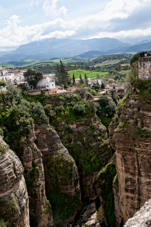 Ronda a mountain village in Andalucia sited high above a Gorge in the Mountains above the Costa del Sol in Spainのeditorial素材
