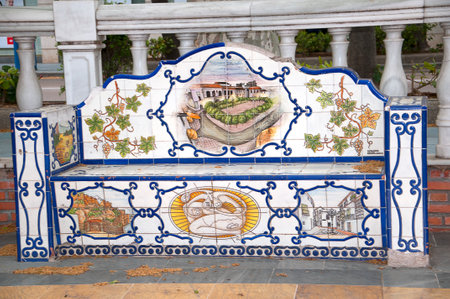Ceramic Bench in Marbella on the Costa Del Sol in Spain Europeのeditorial素材