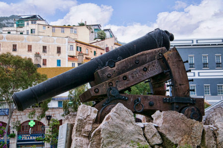 Depression Gun on the Rock of Gibraltar at the entrance to the Mediterranean Seaのeditorial素材