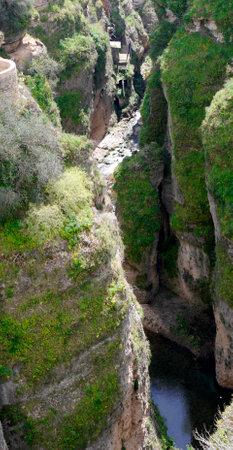Ronda a mountain village in Andalucia sited high above a Gorge in the Mountains above the Costa del Sol in Spainのeditorial素材